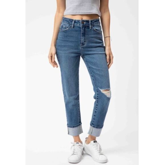 Nature Denim Size 6/ 28 Medium Stone Wash High Rise Mom Jeans Casual Minimalist - Picture 1 of 15